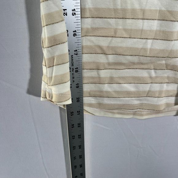 Ann Taylor Yellow White Stripe Short Sleeve Scoop Neck Classic T Shirt Women XS - Picture 7 of 7